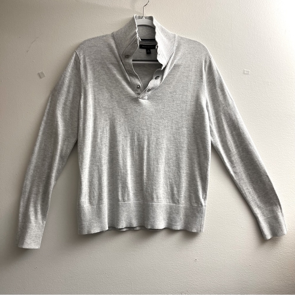Banana Republic Quarter Zip Button Up Cotton Blend Sweater Men’s Medium Gray